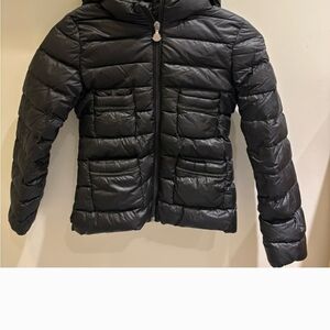Moncler Black Puffer Jacket with Logo Patch